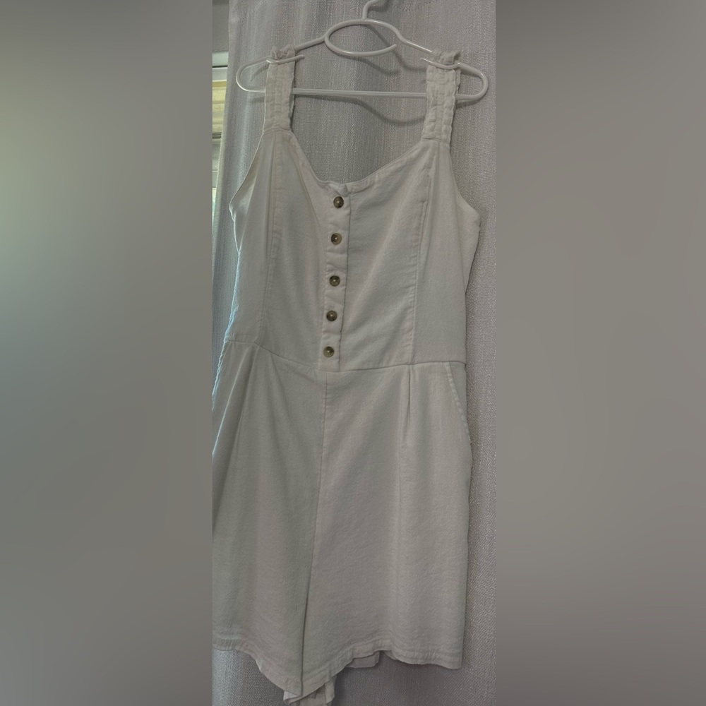 Hollister White Button-Front Romper
